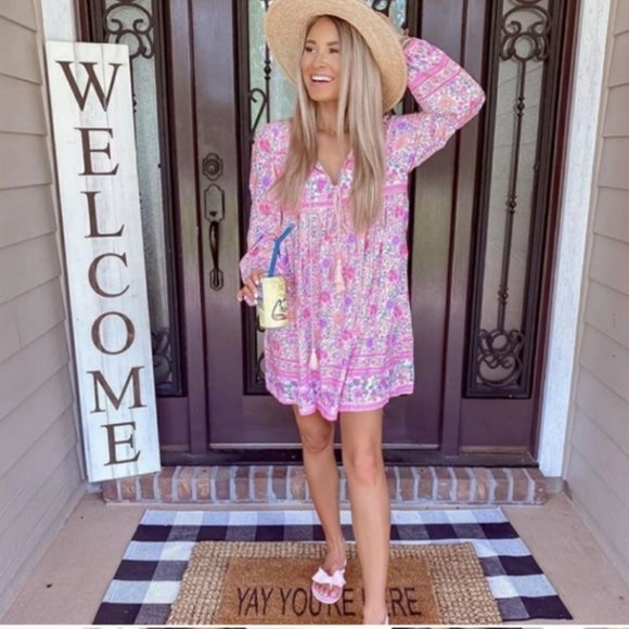 Goodnight Macaroon Dresses & Skirts - Goodnight Macaroon Sherry Print Tassel Dress